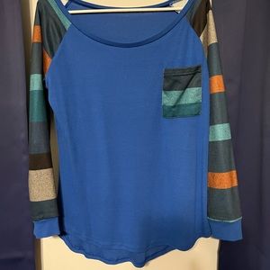 Striped long sleeve shirt.